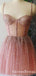 Cute A Line Sweetheart Pink Short Homecoming Dresses With Sequins, QB0896
