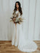 Long Sleeves Scoop Charming Elegant Ivory Satin Long Cheap Mermaid Wedding Dresses, QB0934